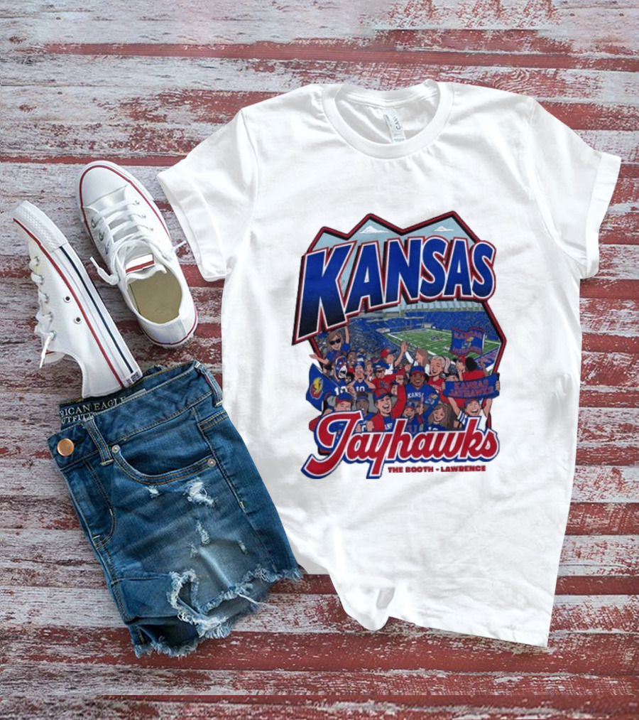 Kansas Jayhawks The Booth Lawrence Kansas Memorial Stadium Game Day Crowd T-Shirt