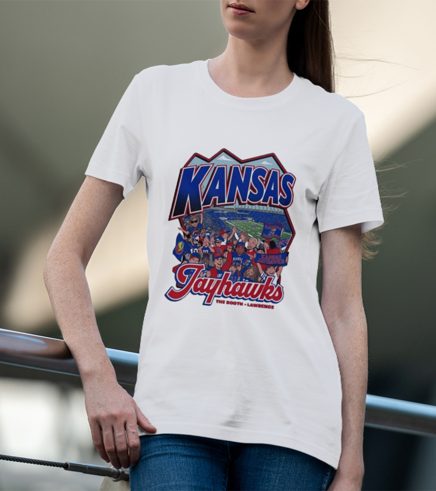 Kansas Jayhawks The Booth Lawrence Kansas Memorial Stadium Game Day Crowd T-Shirt