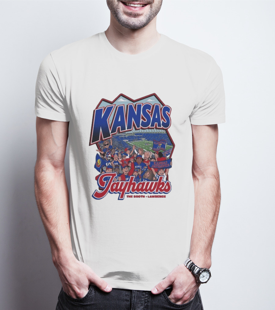 Kansas Jayhawks The Booth Lawrence Kansas Memorial Stadium Game Day Crowd T-Shirt