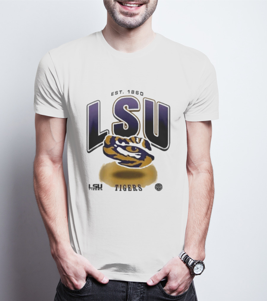 LSU Tigers Est. 1860 Bold Letter Tiger T-Shirt