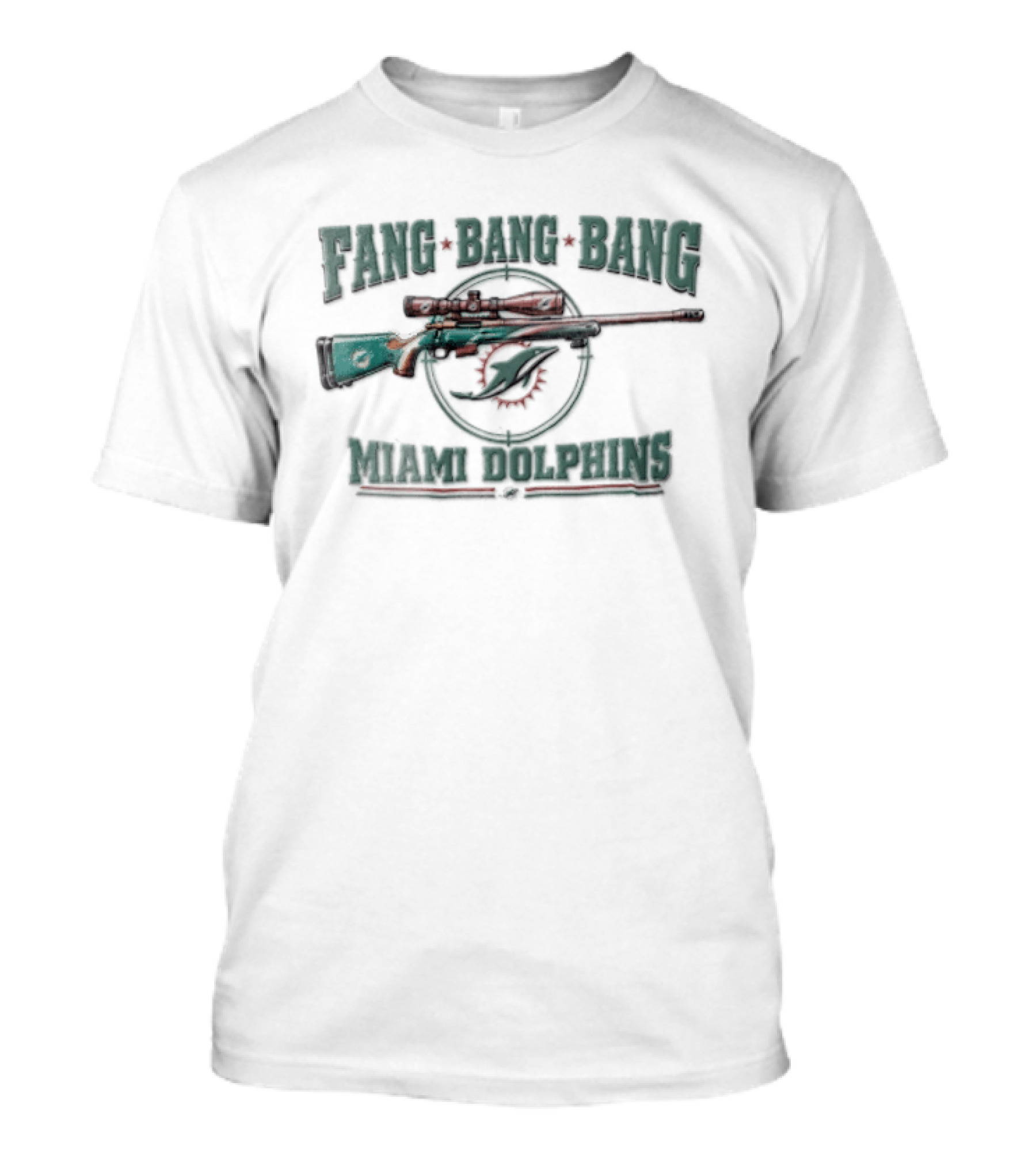 Fang Bang Bang Miami Dolphins Sniper Rifle Scope Crosshair Distressed T-Shirt