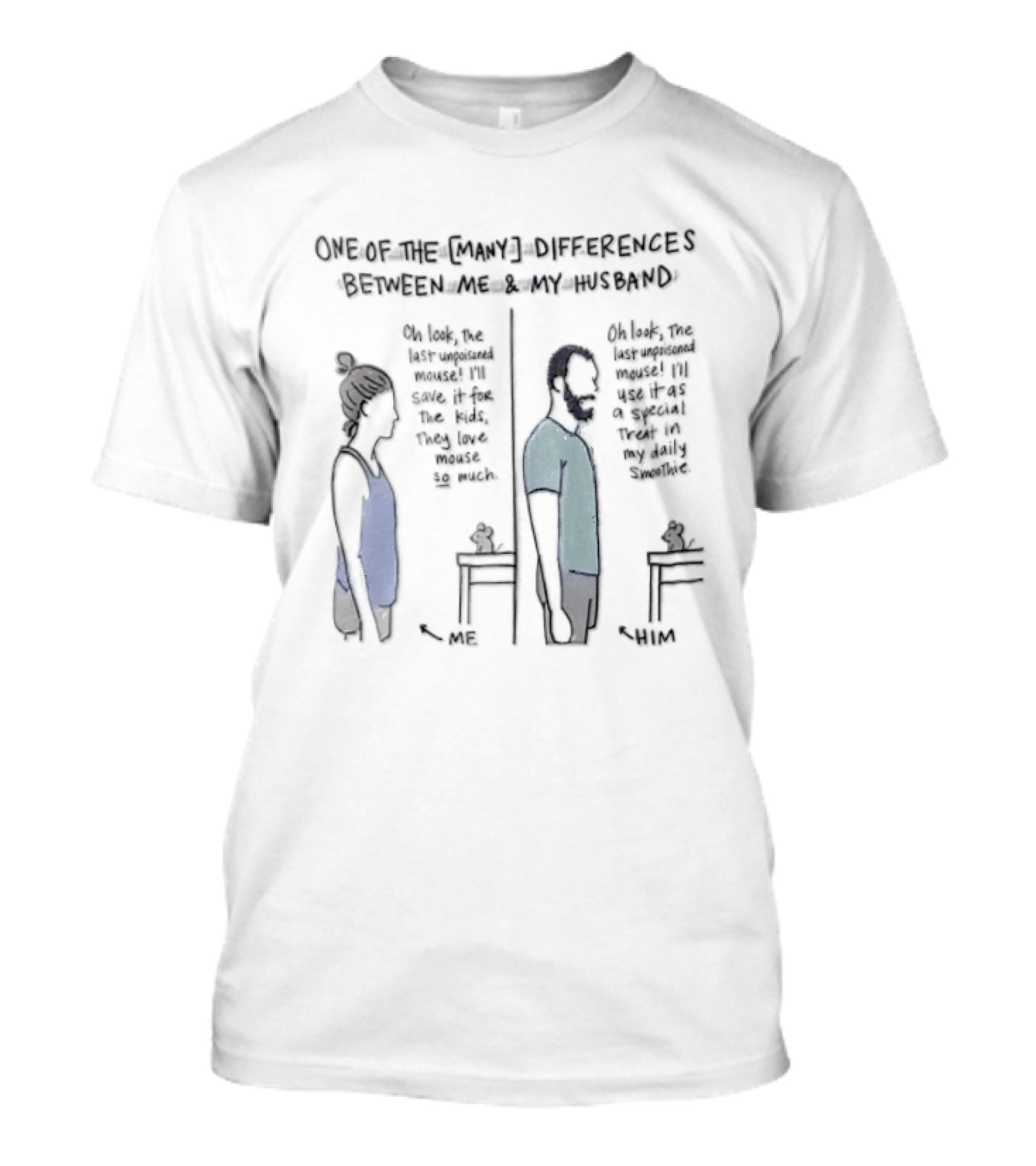Momlife Comics Differences Between Me And My Husband Cartoon Line Couple T-Shirt