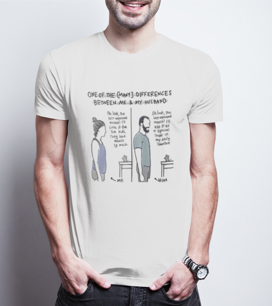 Momlife Comics Differences Between Me And My Husband Cartoon Line Couple T-Shirt