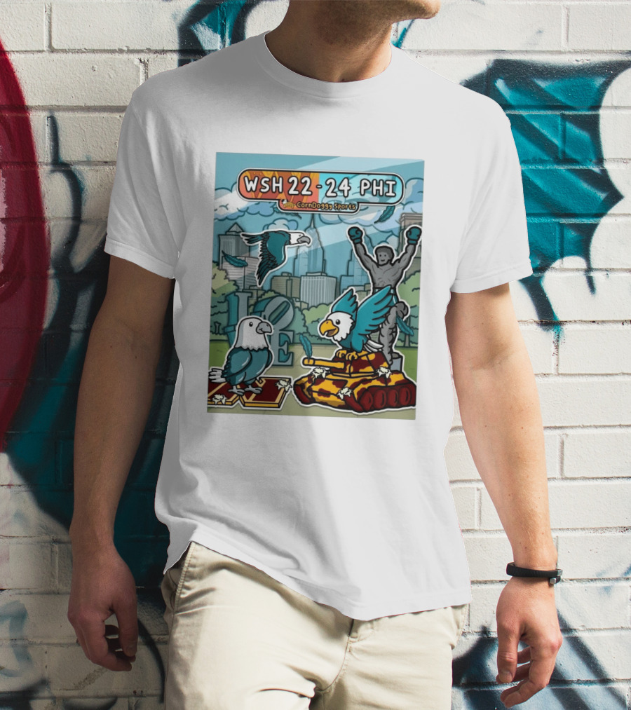 CornDoggy Sports WSH 22 24 PHI Washington Vs Philadelphia Eagles And Tank Scene T-Shirt