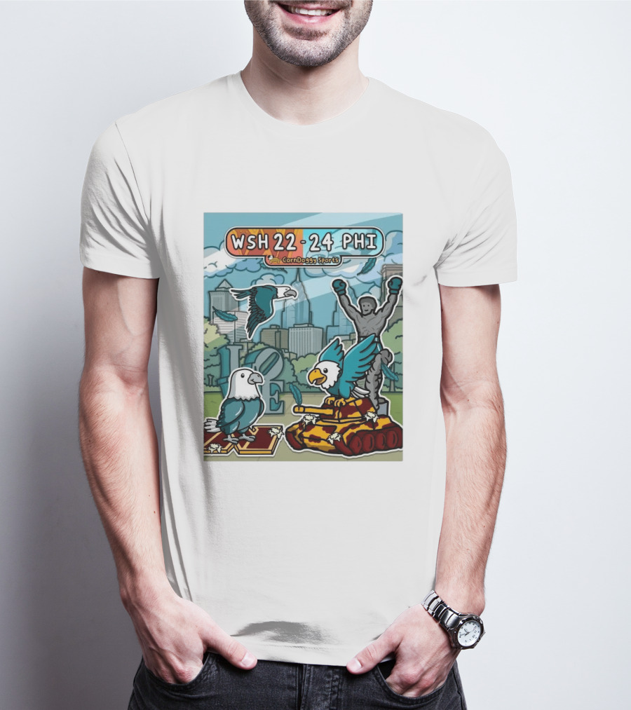 CornDoggy Sports WSH 22 24 PHI Washington Vs Philadelphia Eagles And Tank Scene T-Shirt