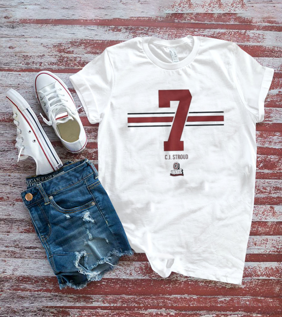 Ohio State Buckeyes C.J. Stroud 7 Stripe Football T-Shirt