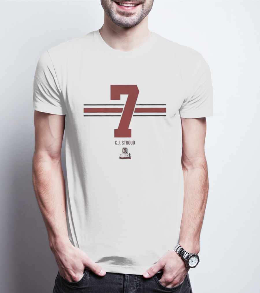 Ohio State Buckeyes C.J. Stroud 7 Stripe Football T-Shirt