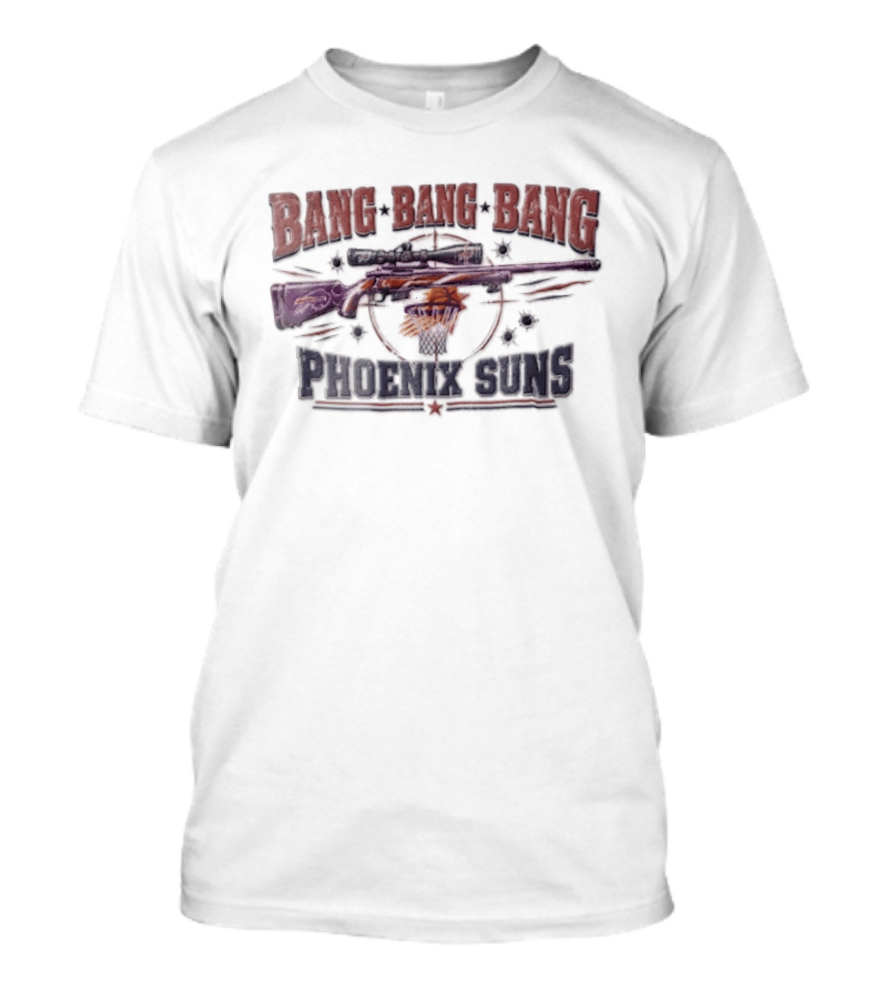 Phoenix Suns Bang Sniper Rifle Basketball Net Target Distressed T-Shirt