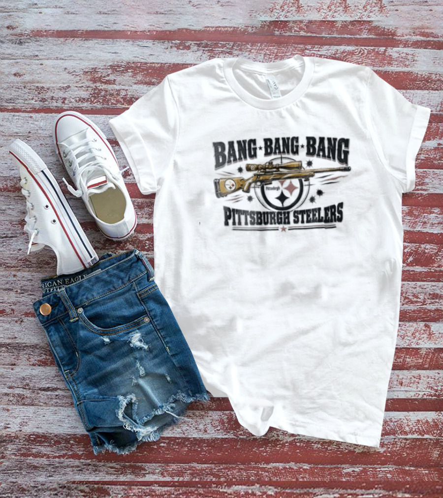 Bang Bang Bang Pittsburgh Steelers Sniper Rifle Target T-Shirt