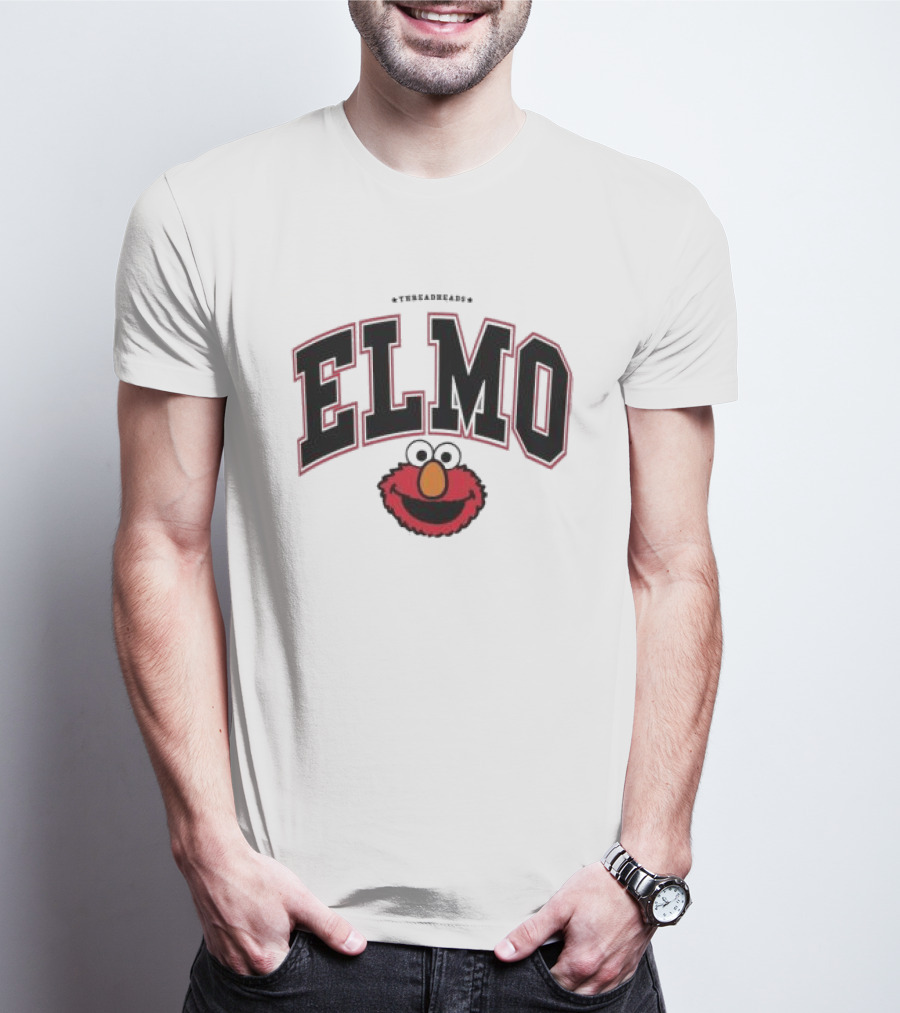 Qagoma Store 2023 Elmo College Red Ringer T-Shirt