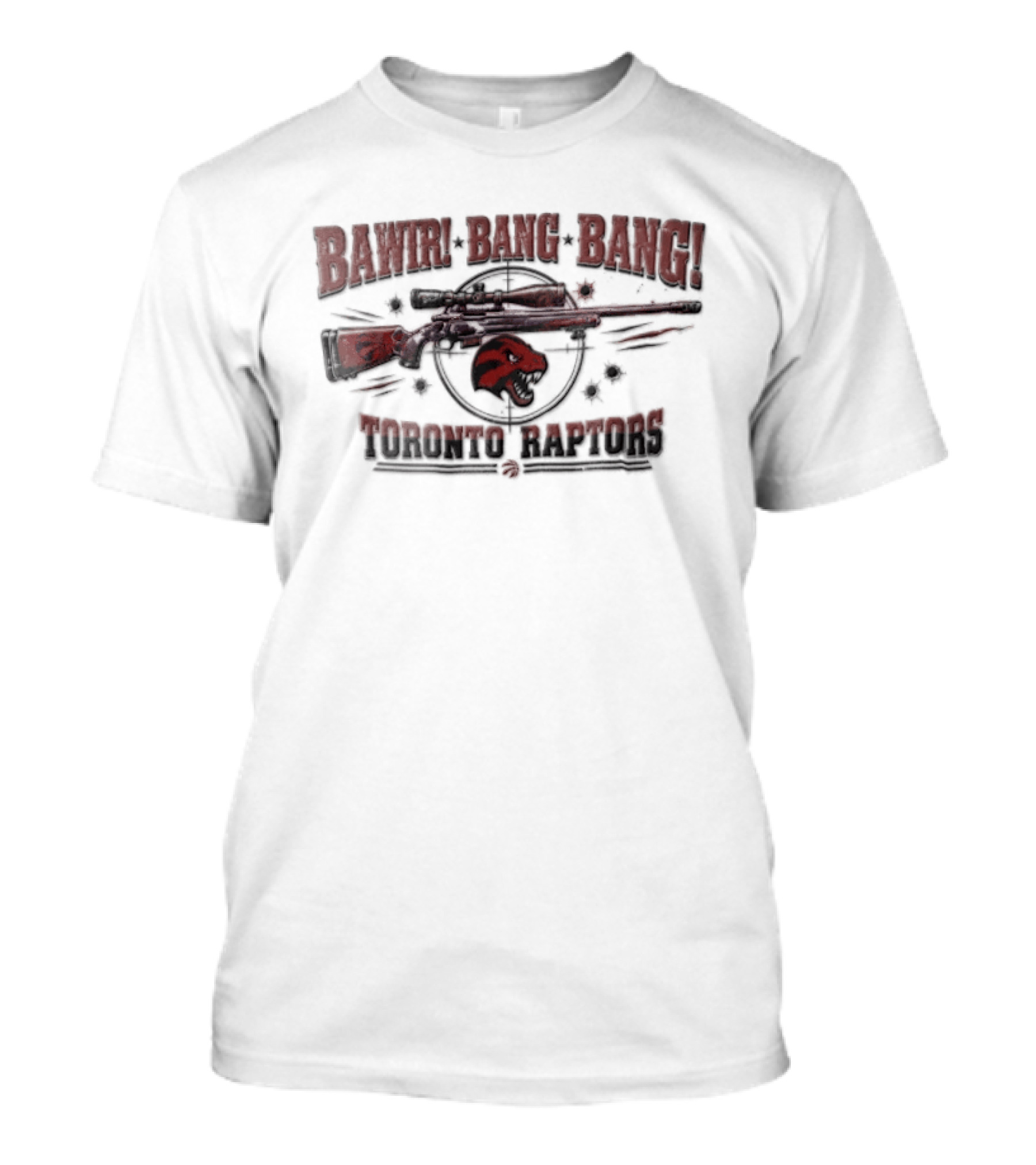 Toronto Raptors Bawir Bang Bang Sniper Rifle Dinosaur Head T-Shirt