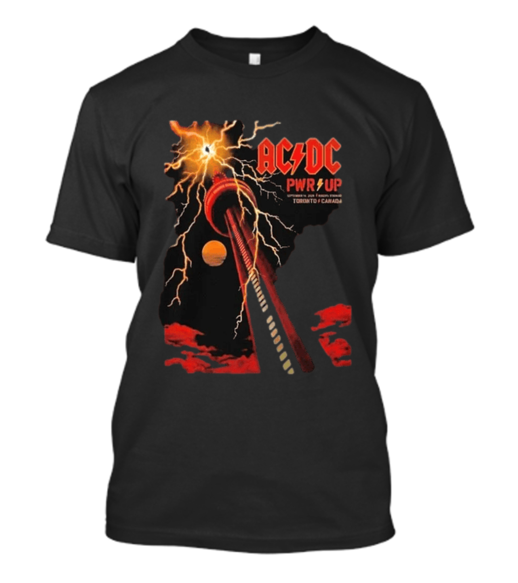 ACDC PWR UP Tour Toronto Canada Event September 16 2026 Rogers Stadium Thunderstruck CN Tower T-Shirt