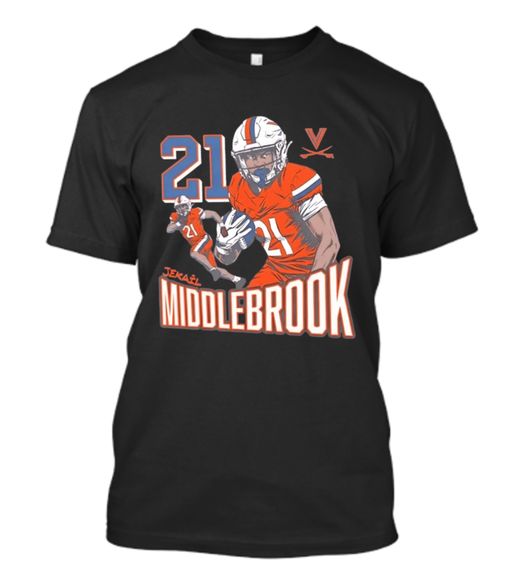 Jekail Middlebrook 21 Virginia Cavaliers Football Player T-Shirt