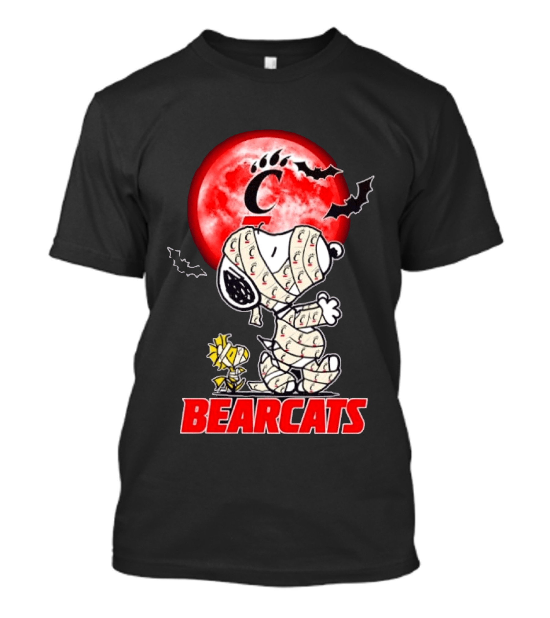 Cincinnati Bearcats Snoopy Woodstock Mummy Halloween Moon T-Shirt