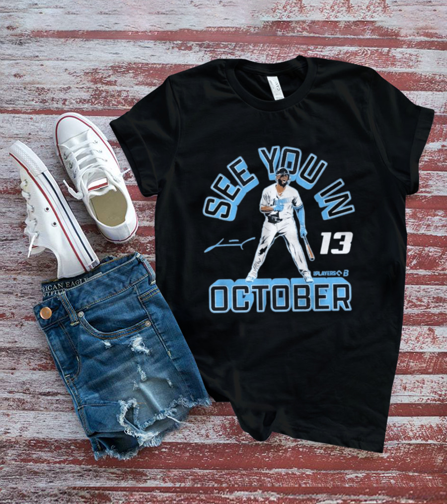 Junior Caminero See You In October Players 13 Signature Baseball T-Shirt