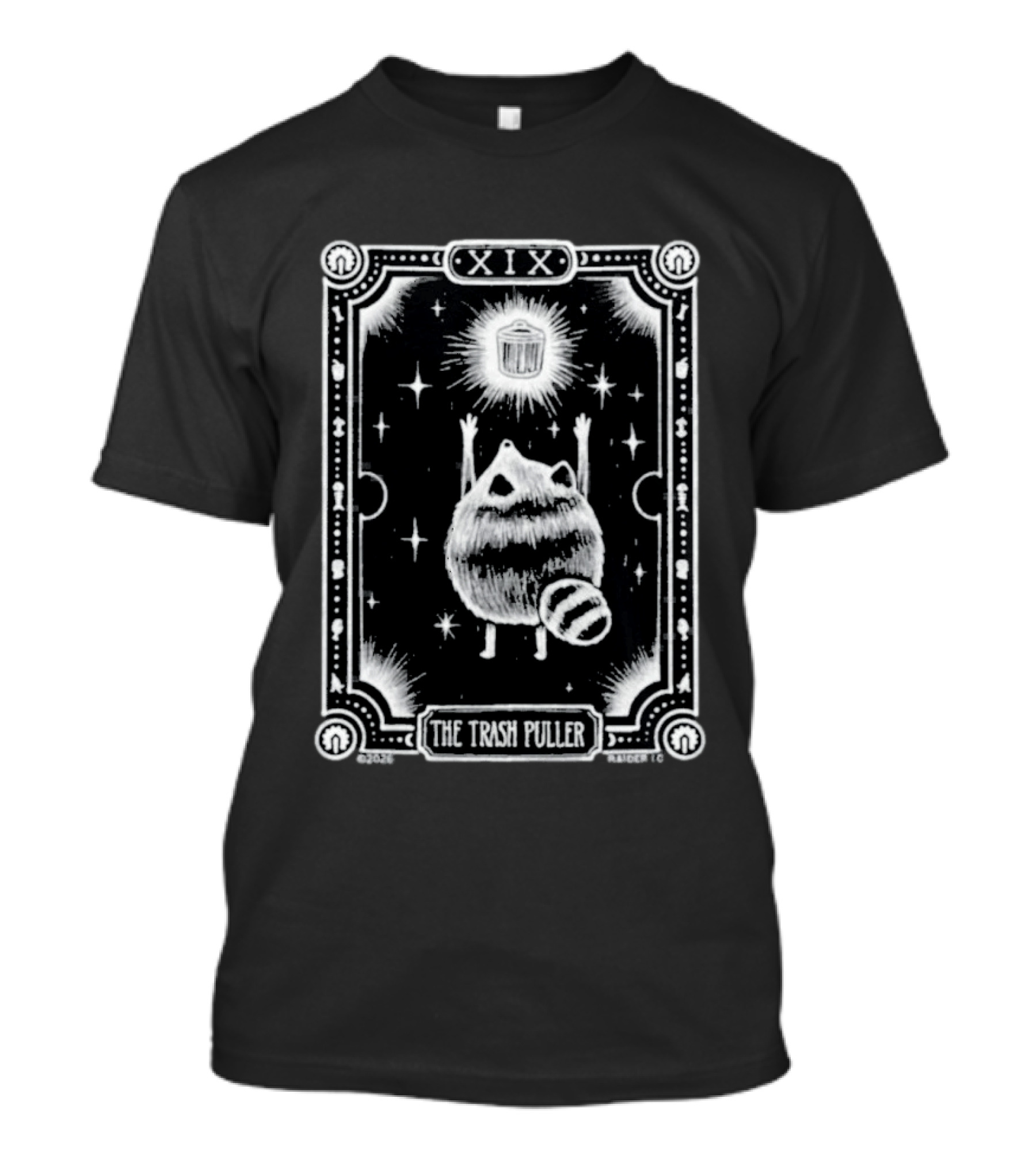 Raider.Io Jimothy XIX The Trash Puller Raccoon Tarot Card T-Shirt