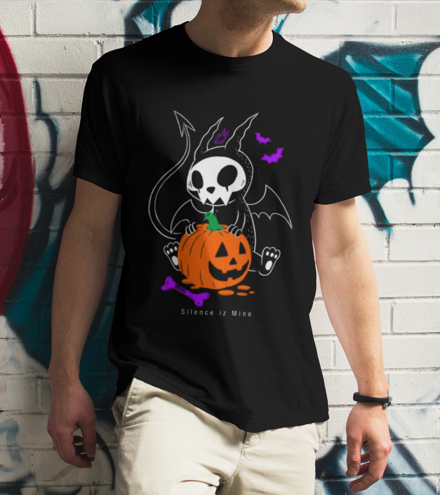 Silence Iz Mine Sim Store Rolling Cradle Black Purple Halloween Characters Pumpkin Bats T-Shirt