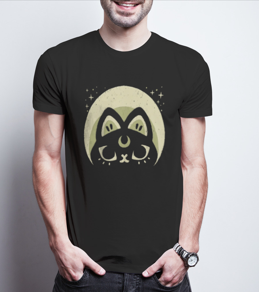 Half Moon Witchy Cat Lunar Magic Mystic Feline T-Shirt