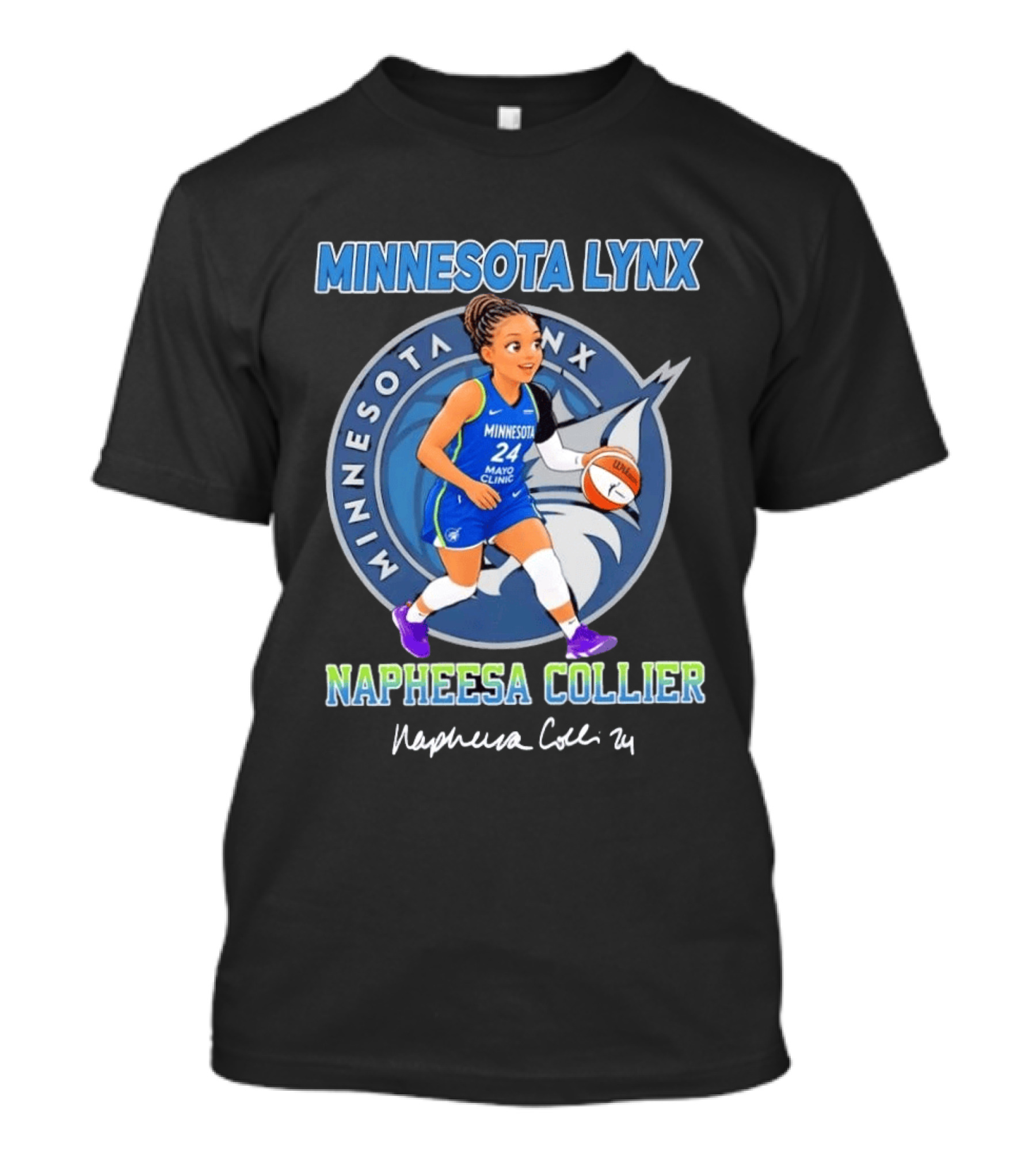 Minnesota Lynx Napheesa Collier 24 Chibi Basketball Player T-Shirt