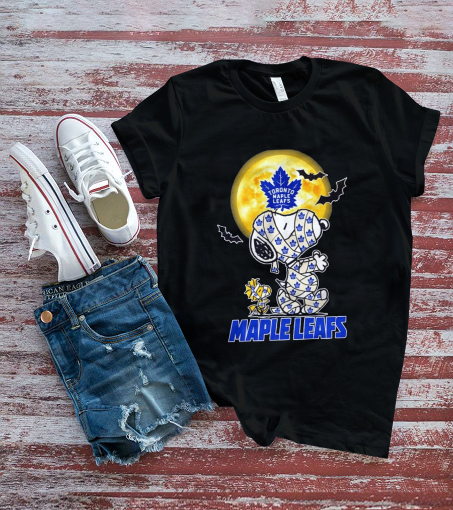 Toronto Maple Leafs Snoopy Woodstock Mummy Halloween Collaboration T-Shirt