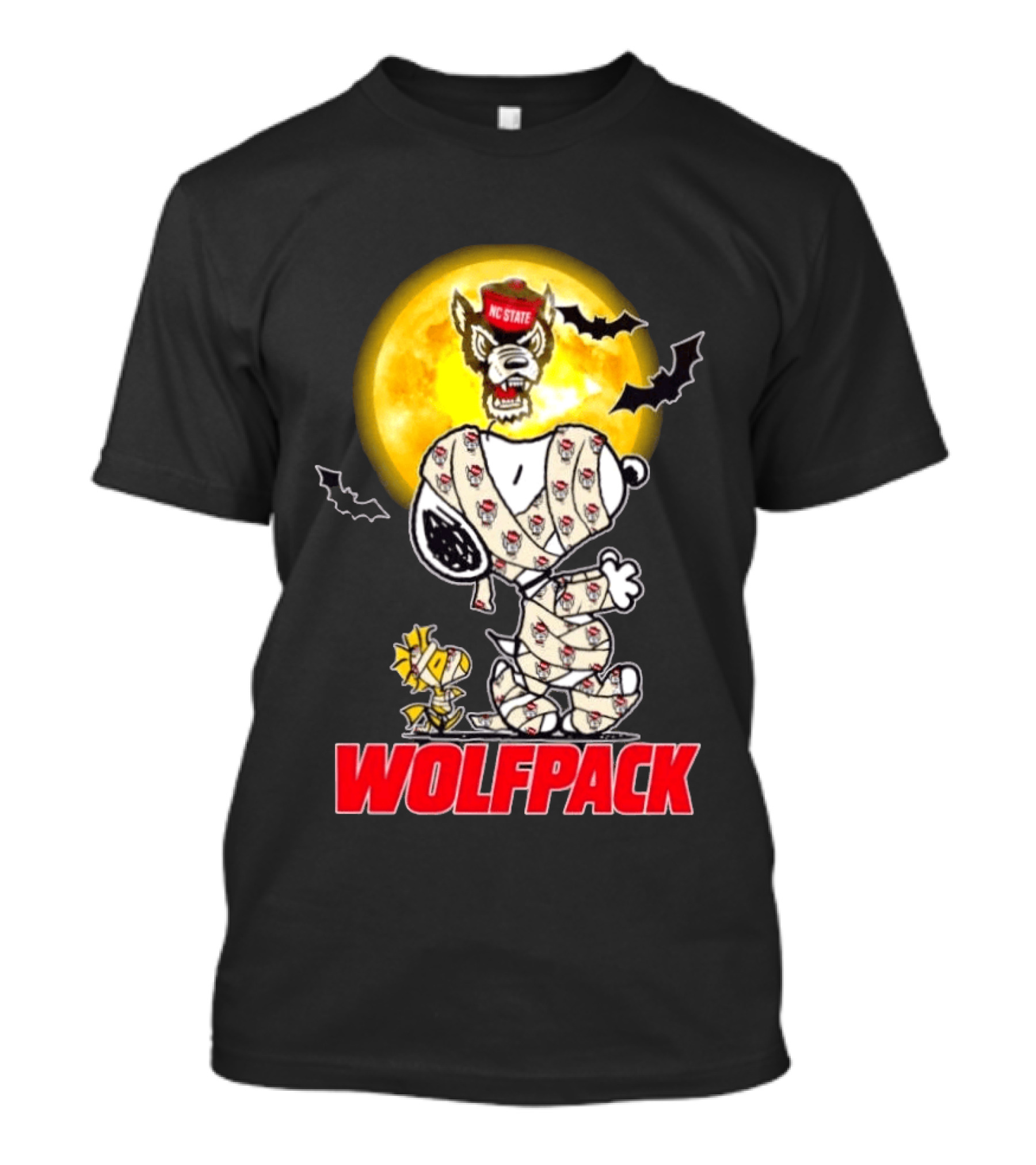 NC State Wolfpack Snoopy Woodstock Halloween Mummy Cosplay Moon T-Shirt