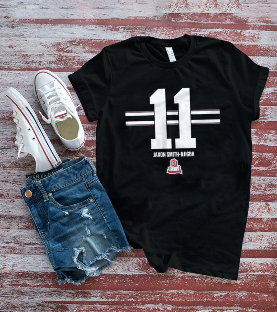 Ohio State Buckeyes Jaxon Smith Njigba 11 Stripe Football T-Shirt