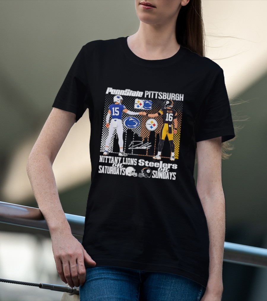 Penn State Nittany Lions Saturdays Pittsburgh Steelers Sundays Skyline Football Rivalry T-Shirt