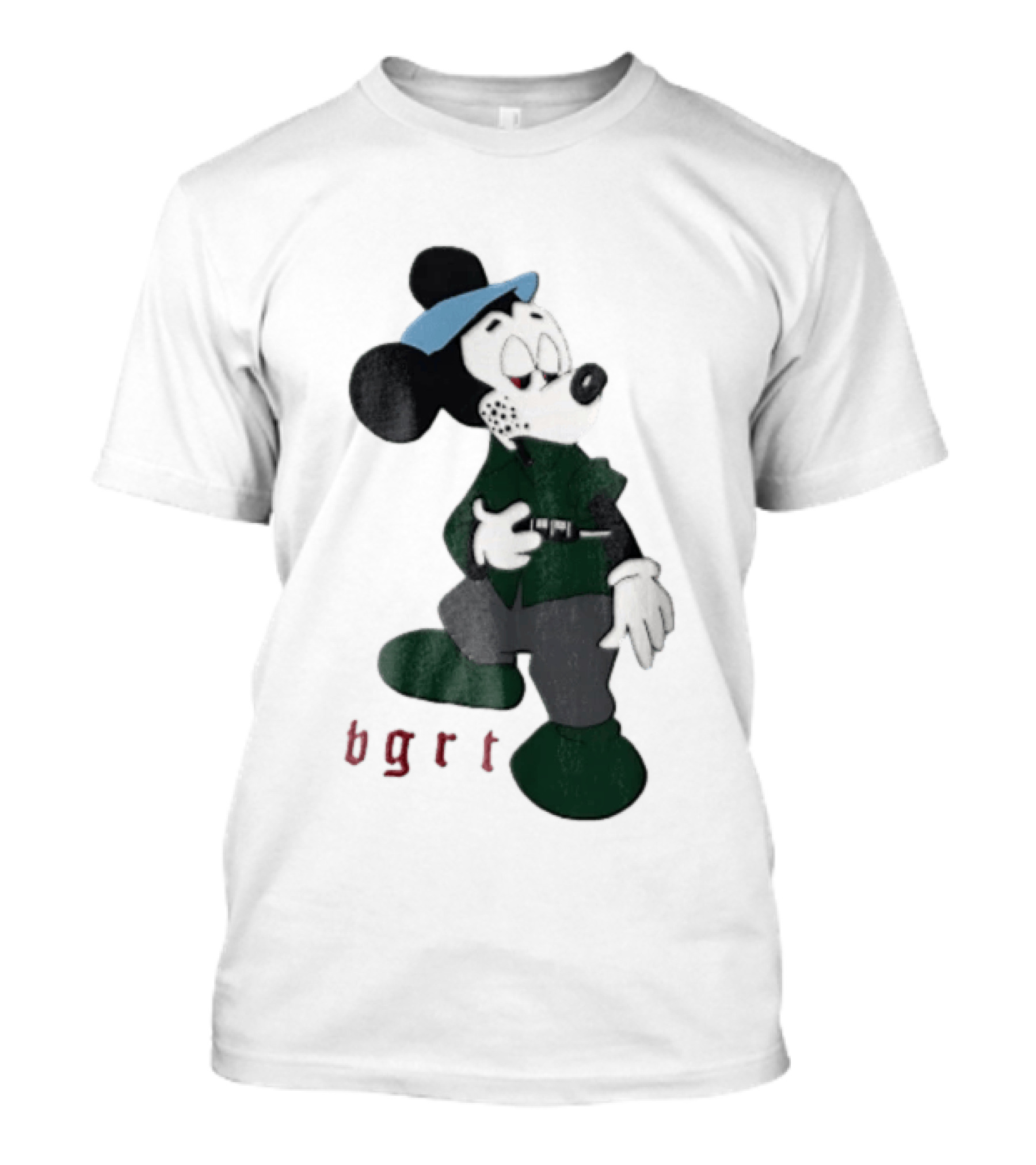 BGRT Cartoon Mouse Green Jacket Syringe Cigarette T-Shirt