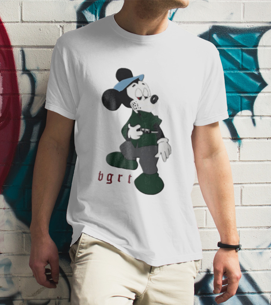 BGRT Cartoon Mouse Green Jacket Syringe Cigarette T-Shirt