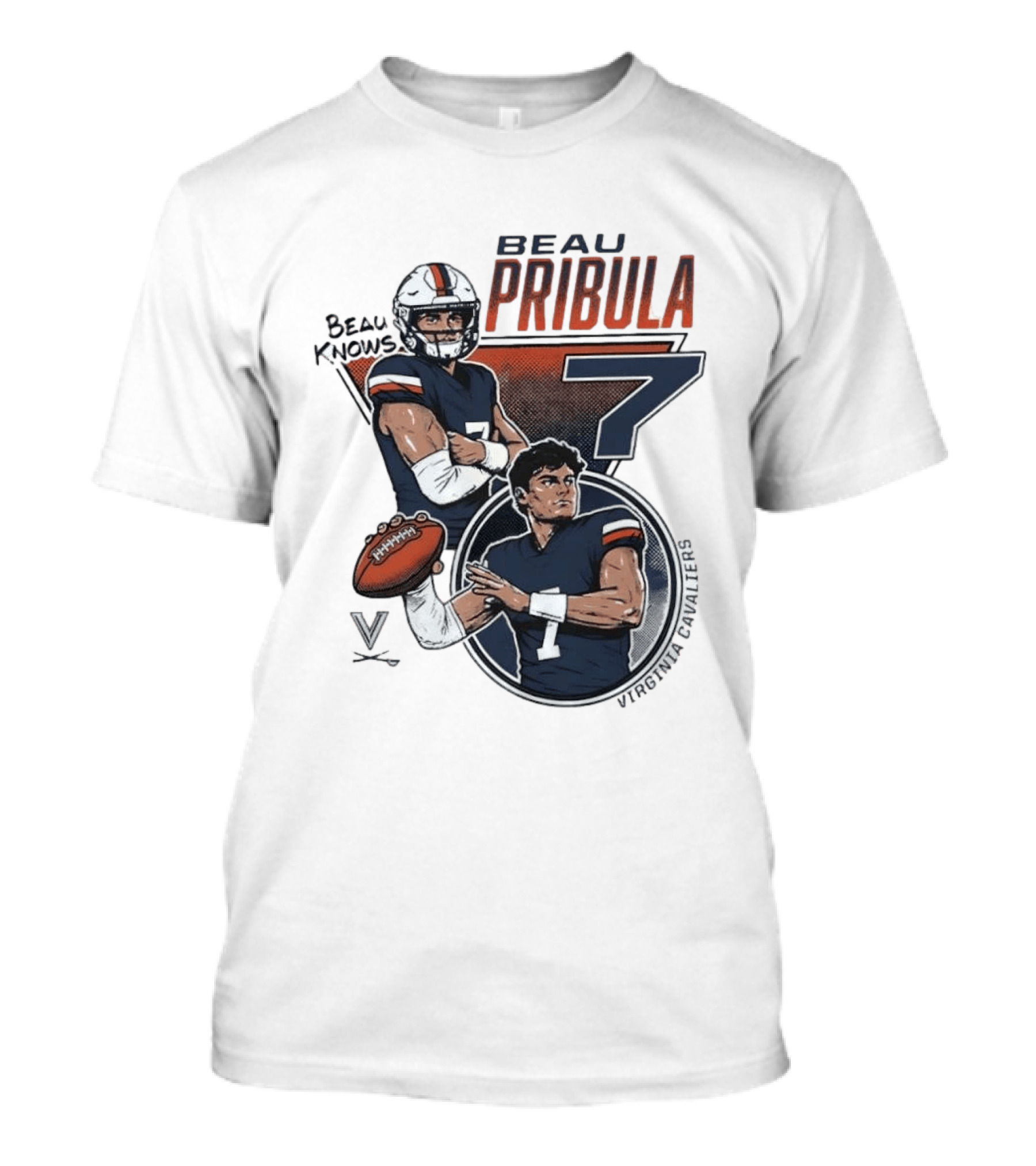 Beau Pribula No 7 Virginia Cavaliers Football Beau Knows T-Shirt