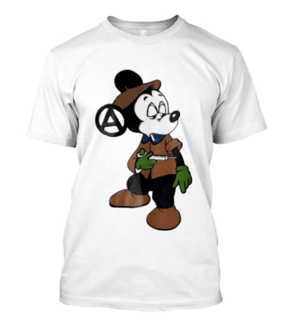 Bootleg Halftone Cartoon Mouse Anarchy Syringe T-Shirt