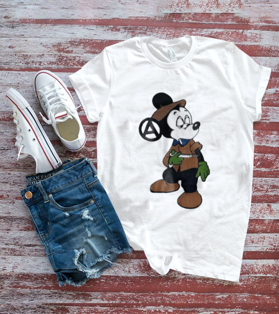 Bootleg Halftone Cartoon Mouse Anarchy Syringe T-Shirt