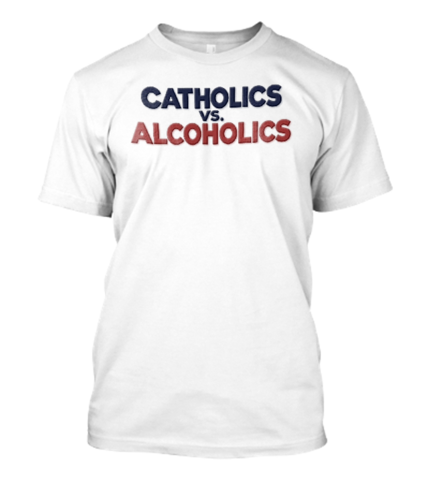 Catholics Vs Alcoholics Navy Dark Blue Red Stacked T-Shirt