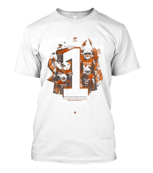 Texas Longhorns AP Coaches Poll Week 2 Rankings Number 1 T-Shirt