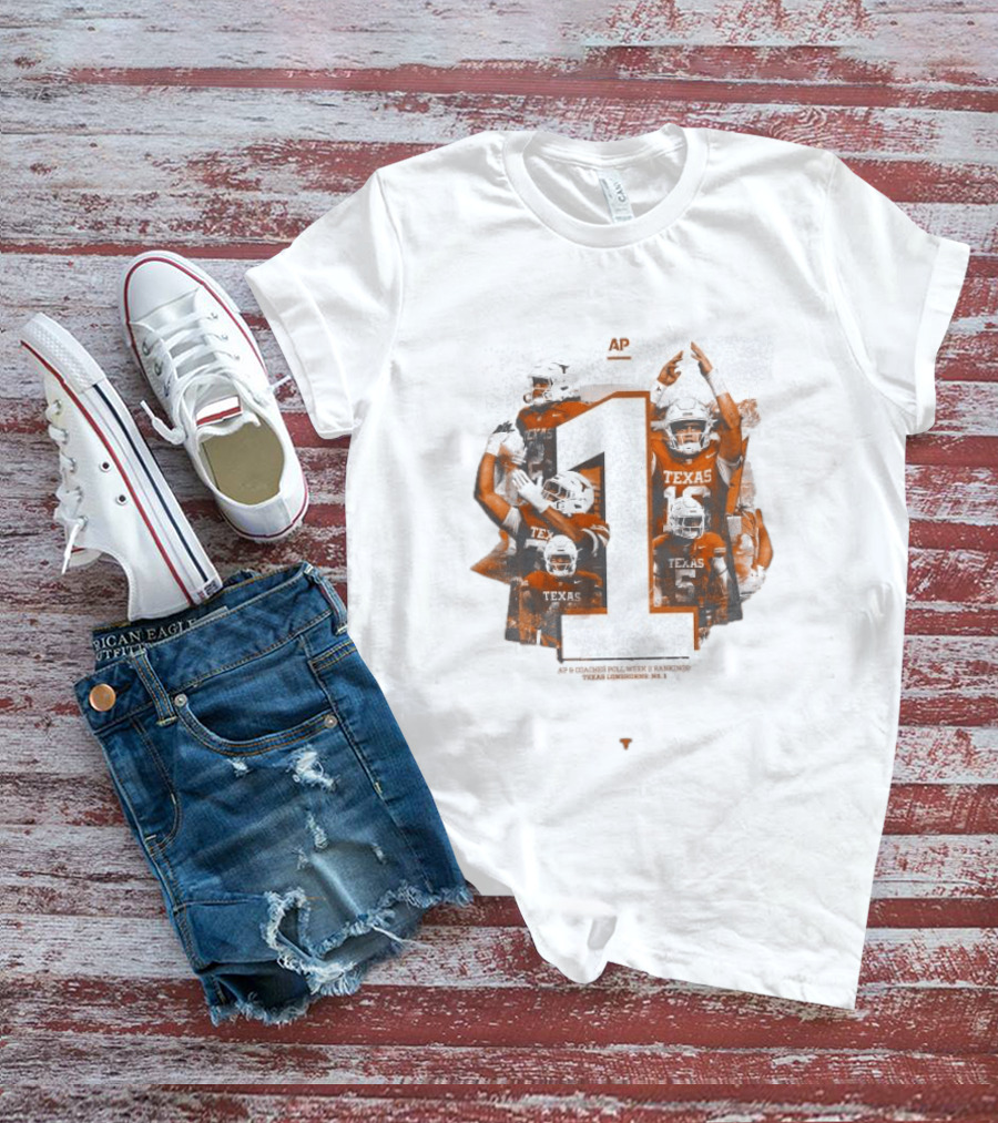 Texas Longhorns AP Coaches Poll Week 2 Rankings Number 1 T-Shirt