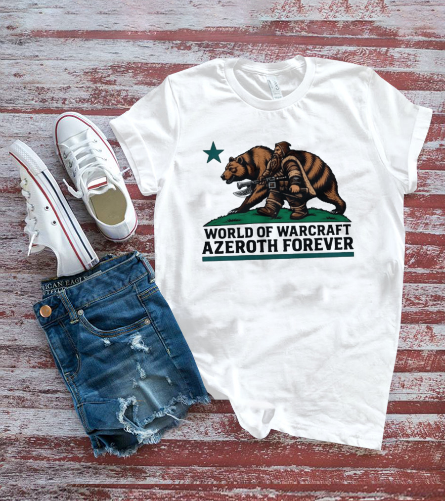 World Of Warcraft Azeroth Forever Dwarf With Bear Companion T-Shirt