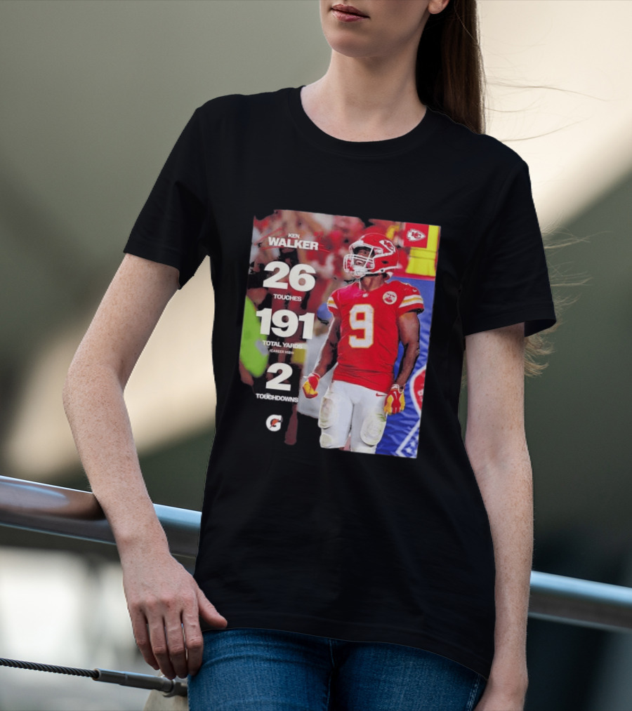Ken Walker Kansas City Chiefs Career High 26 Touches 191 Total Yards 2 Touchdowns T-Shirt