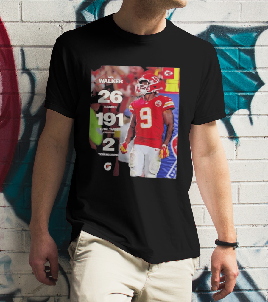 Ken Walker Kansas City Chiefs Career High 26 Touches 191 Total Yards 2 Touchdowns T-Shirt