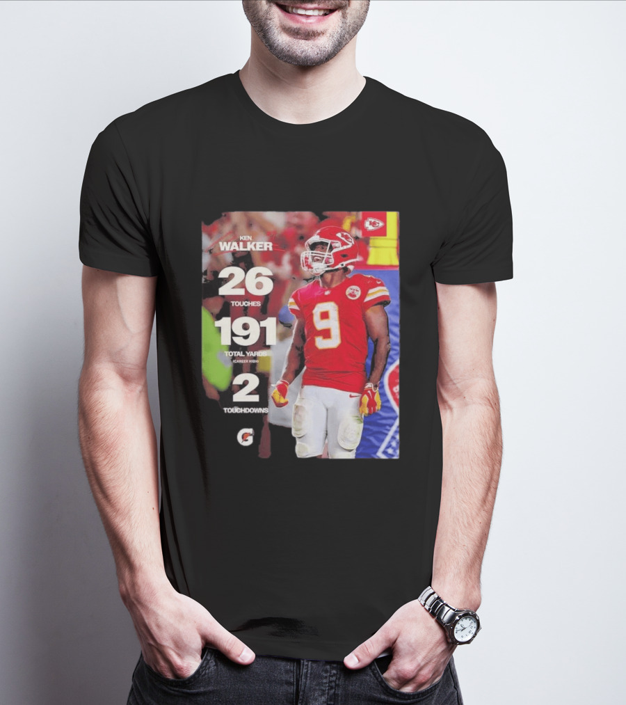 Ken Walker Kansas City Chiefs Career High 26 Touches 191 Total Yards 2 Touchdowns T-Shirt