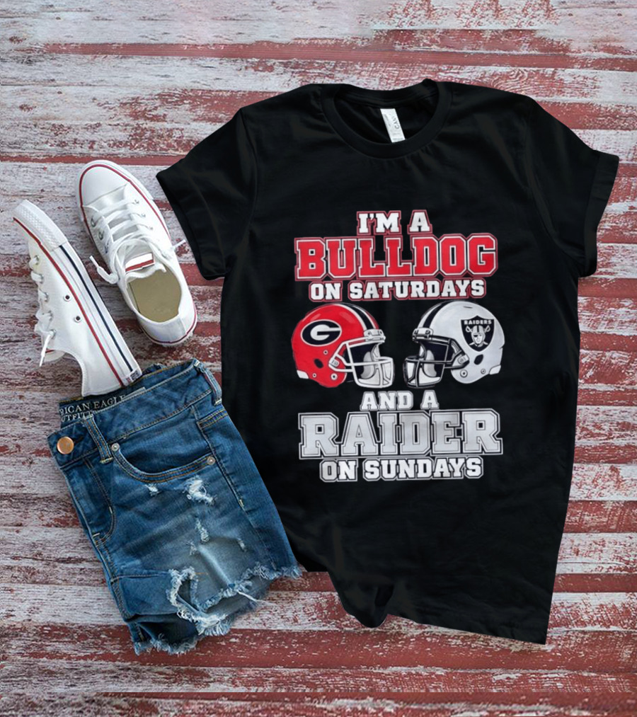 I'm A Bulldog On Saturdays And A Raider On Sundays Georgia G Helmet Raiders Helmet T-Shirt
