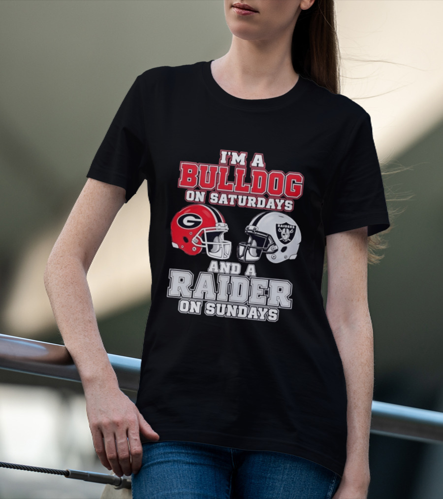 I'm A Bulldog On Saturdays And A Raider On Sundays Georgia G Helmet Raiders Helmet T-Shirt