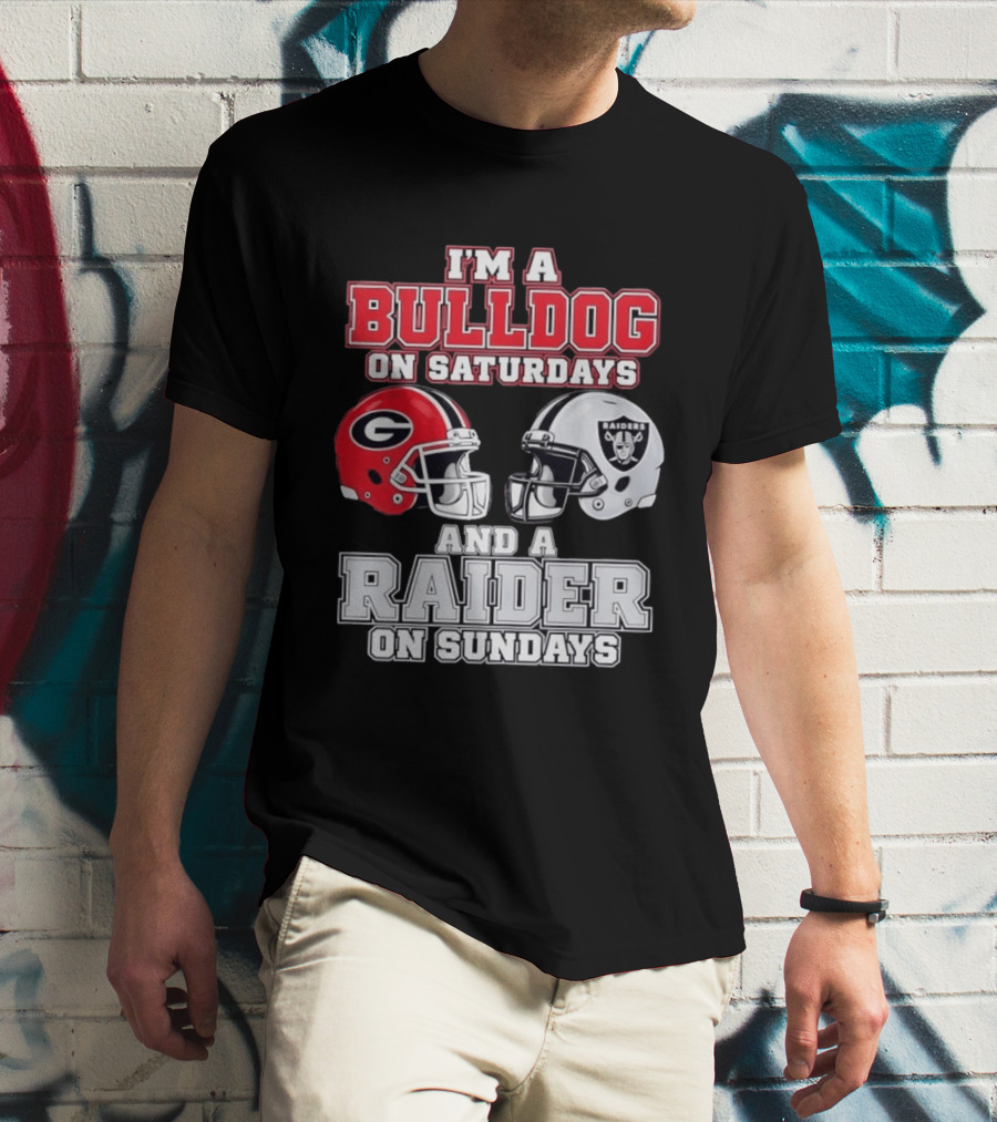 I'm A Bulldog On Saturdays And A Raider On Sundays Georgia G Helmet Raiders Helmet T-Shirt