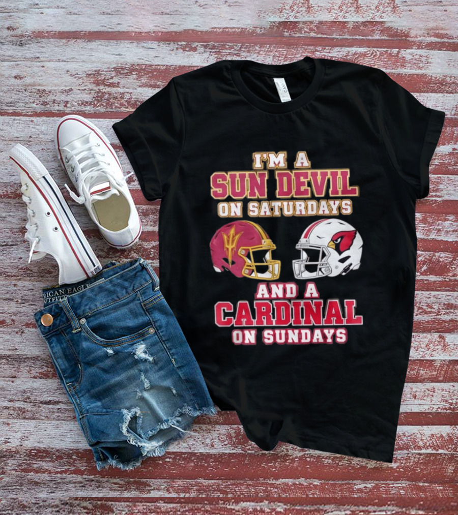 I'm A Sun Devil On Saturdays And A Cardinal On Sundays Helmet T-Shirt