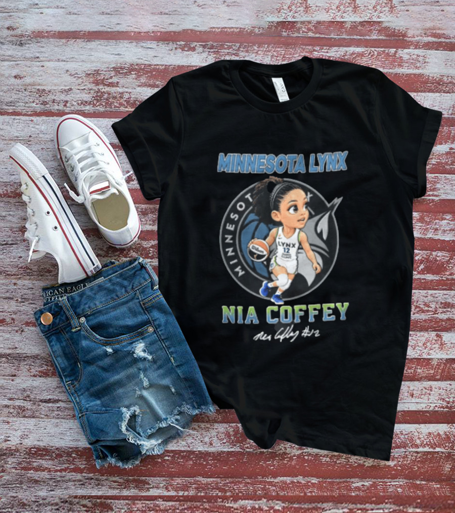Minnesota Lynx Nia Coffey Cartoon Caricature Player Dribbling #12 T-Shirt