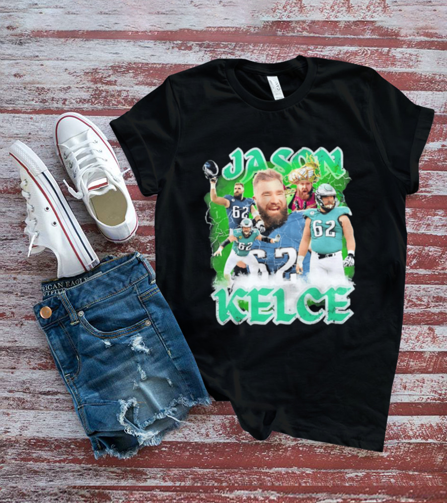 Jason Kelce 62 Philadelphia Eagles Vintage Style Football Fan T-Shirt