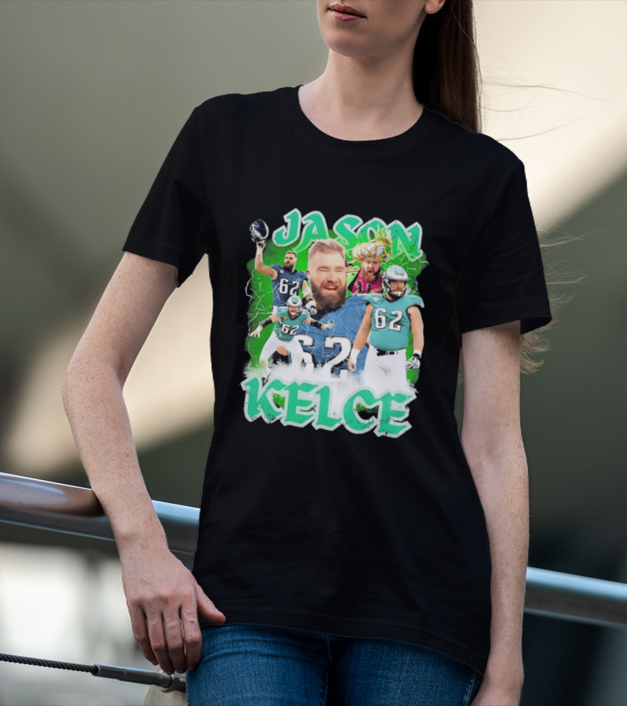 Jason Kelce 62 Philadelphia Eagles Vintage Style Football Fan T-Shirt