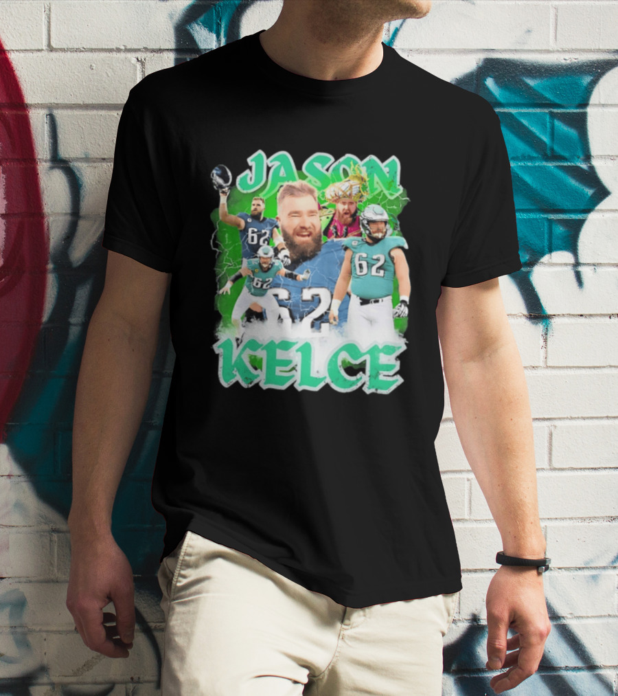 Jason Kelce 62 Philadelphia Eagles Vintage Style Football Fan T-Shirt
