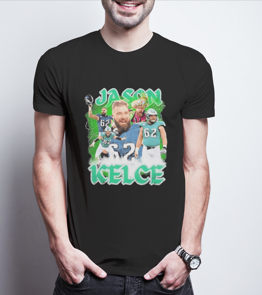 Jason Kelce 62 Philadelphia Eagles Vintage Style Football Fan T-Shirt