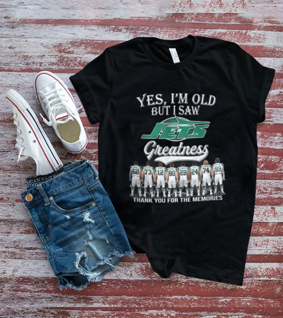 New York Jets Yes I'm Old But I Saw Greatness Thank You For The Memories Mawae Klecko Players Back View T-Shirt