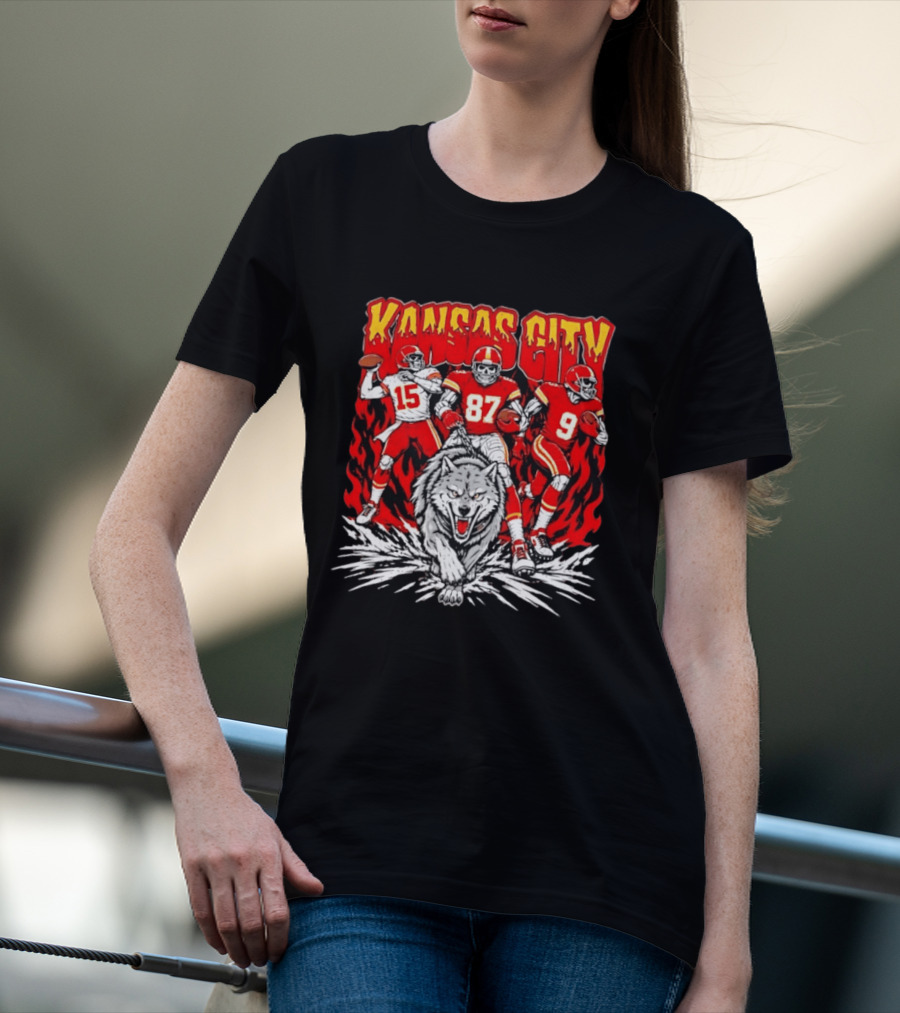 Kansas City Chiefs 15 87 9 Players With Wolf T-Shirt
